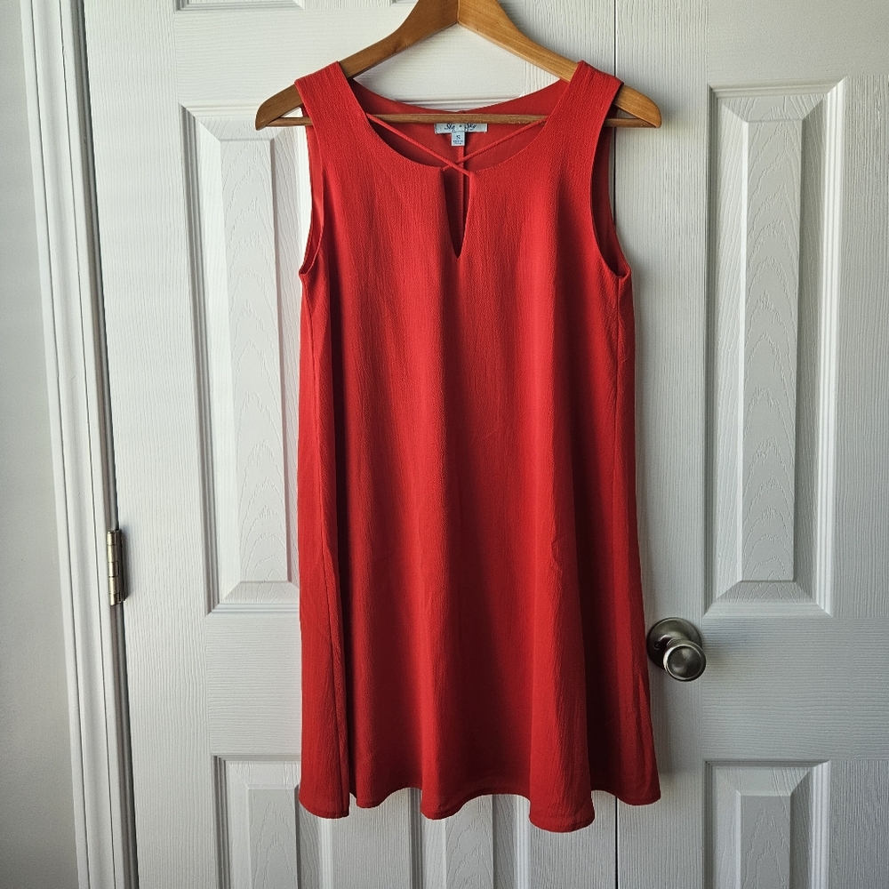 She + Sky Women's Red Dress Sleeveless V Neck Mini Dress Size S